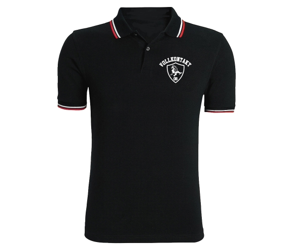 Vollkontakt - Männer Polo Shirt - Kampfsport - schwarz-weiss-rot