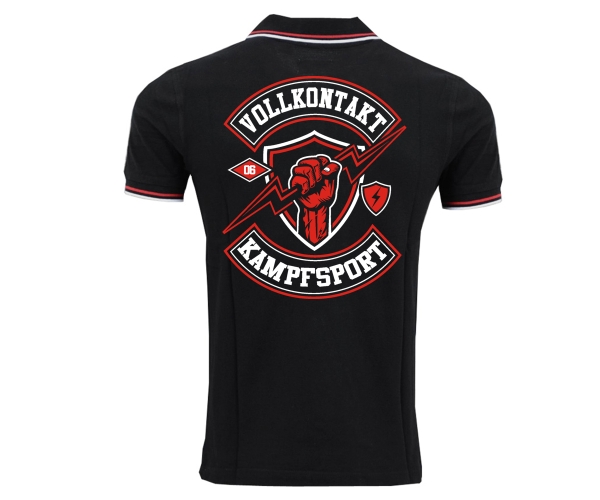 Vollkontakt - Männer Polo Shirt - Kampfsport - schwarz-weiss-rot