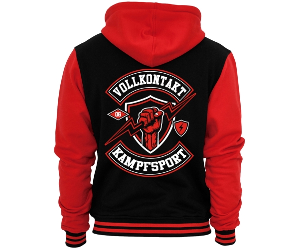 Kampfsport - Vollkontakt - Männer Hooded College Jacke - schwarz/rot