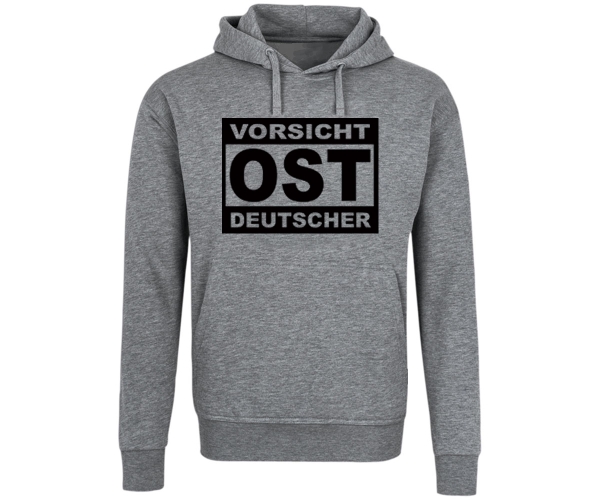 Vorsicht Ostdeutscher - Männer Kapuzenpullover - grau-meliert