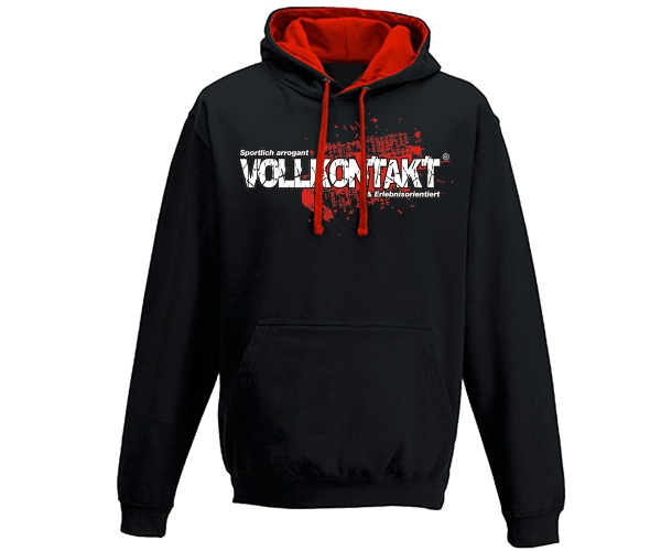 Vollkontakt - Logo - Männer Kapuzenpullover - 2tone - schwarz-rot