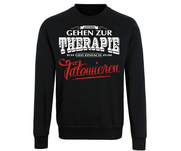 Andere gehen zur Therapie - ich geh einfach zum Tätowieren - Männer Pullover - schwarz