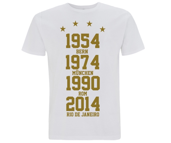 Weltmeister 54-74-90-14  Männer T-Shirt weiß-gold