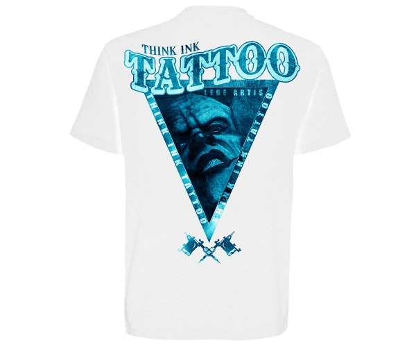 Think Ink - Tribal of Death Männer T-Shirt weiß-blau