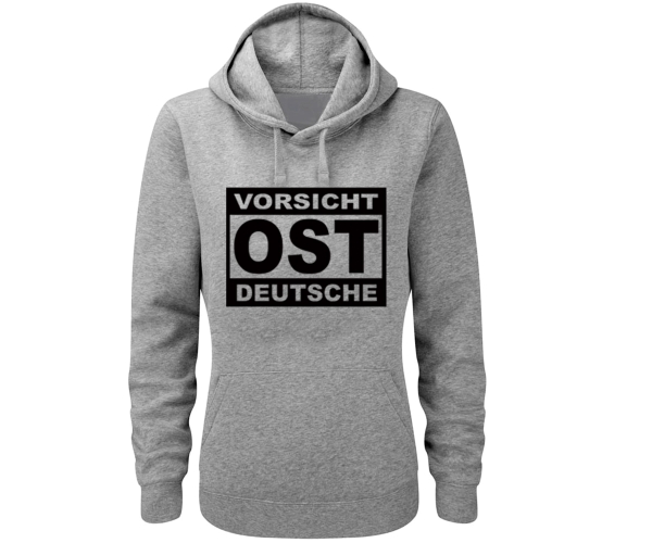 Vorsicht Ostdeutsche - Frauen Kapuzenpullover - grau-meliert