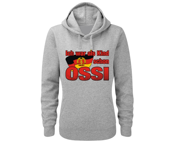 Ich war als Kind schon Ossi - Frauen Kapuzenpullover - grau-meliert