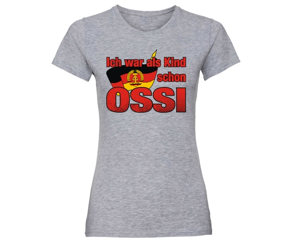 Ich war als Kind schon Ossi - Frauen Shirt - grau-meliert