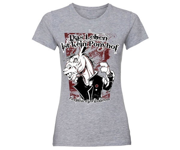 Das Leben ist kein Ponyhof - Frauen T-Shirt - grau-meliert