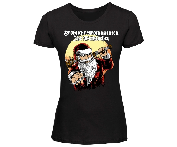 Fröhliche Arschnachten Ihr Weihlöcher - Frauen T-Shirt - schwarz