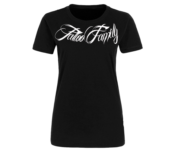 Tattoo Family - Schriftzug Bogen - Frauen T-Shirt - schwarz