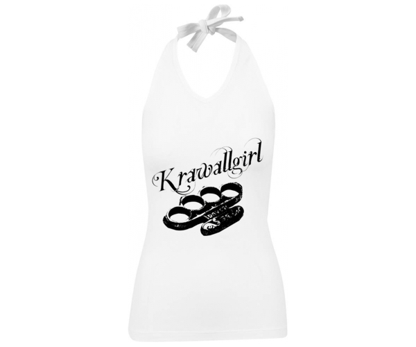 Krawallgirl - Schlagring - Frauen Neckholder - weiß-schwarz