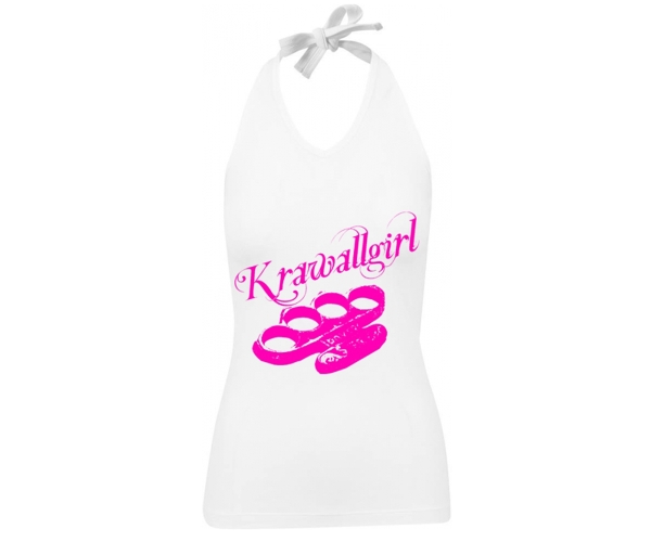 Krawallgirl - Schlagring - Frauen Neckholder - weiß-pink