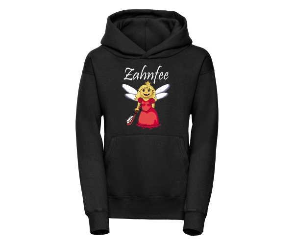 Zahnfee Logo Zahnbürste Kinder Kapuzenpullover schwarz