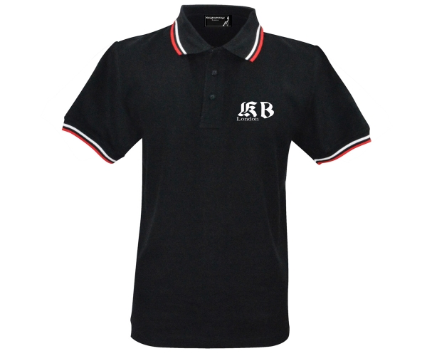 Männer Polo Shirt kurzarm KB London schwarz-rot-weiß