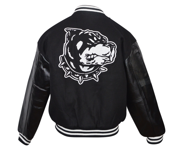 Baseball Jacke echt Leder Bulldog Logo schwarz