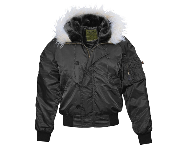 N2B Flieger Jacke mit Kapuze schwarz