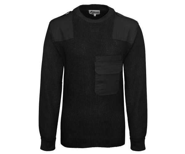 BW Pullover mit Brusttasche Wolle schwarz