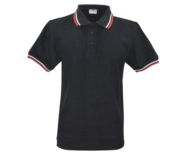 Active Wear - Männer Polo-Shirt - schwarz - rot - weiß