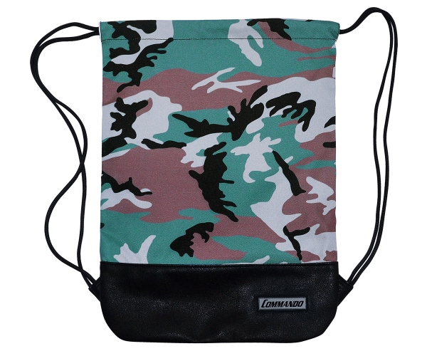 Turnbeutel Gym Bag Camo mit Kunstlederboden woodland