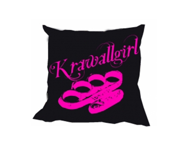 Krawallgirl Schlagring - schwarz-pink - Kissen