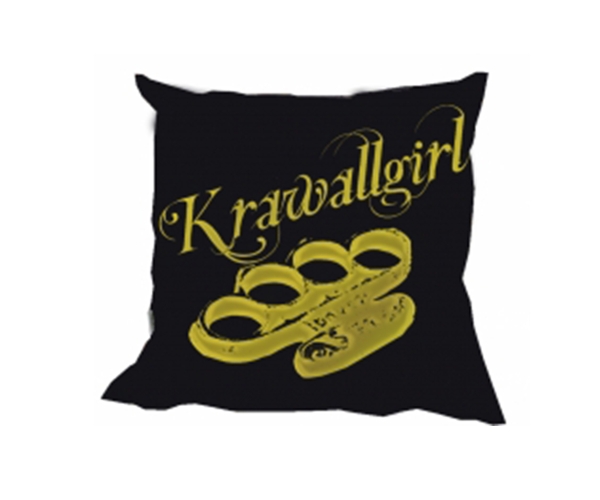 Krawallgirl Schlagring - schwarz-gold - Kissen