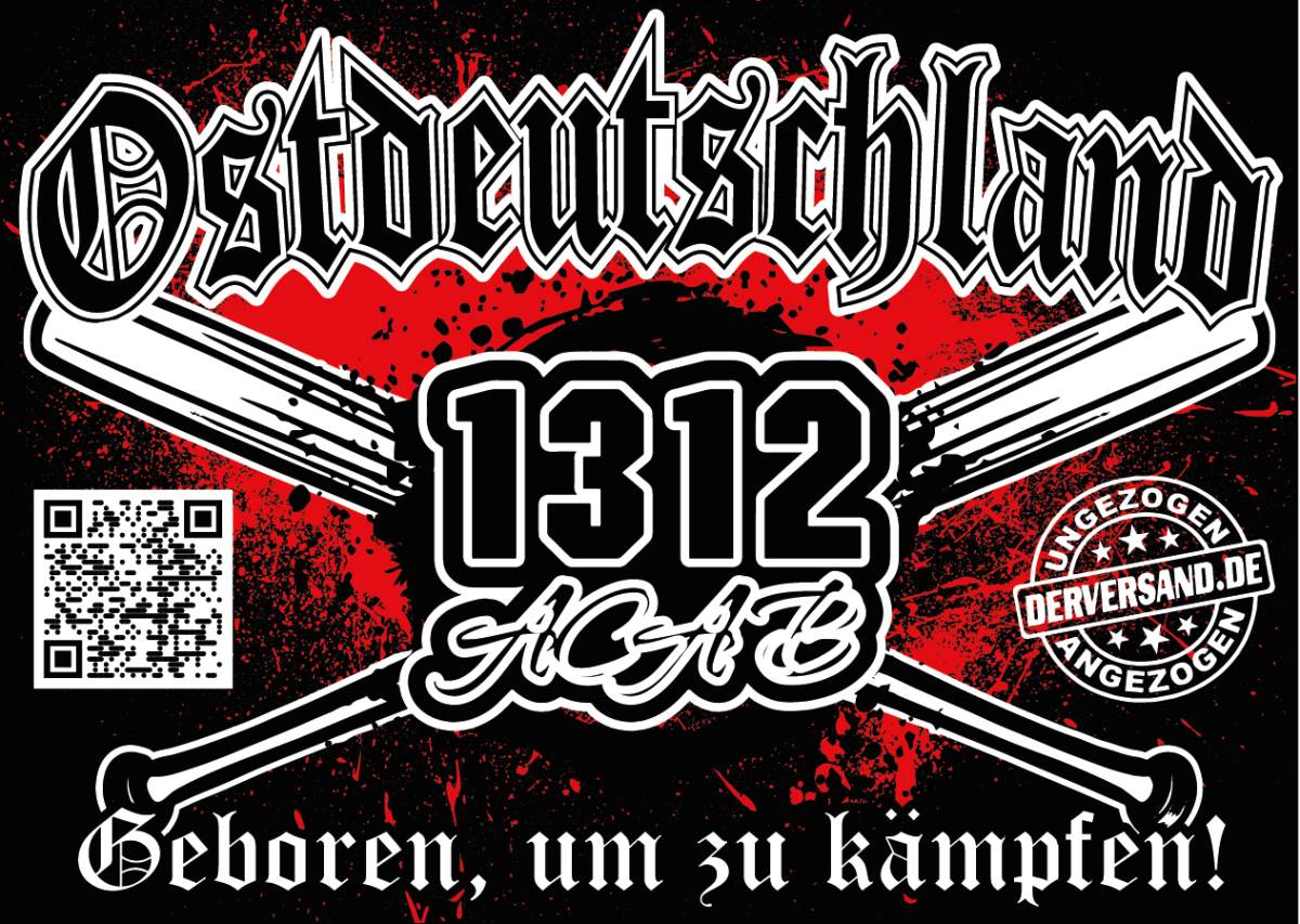 Ostdeutschland - 1312 - Geboren, um zu kämpfen! - Aufkleber Paket 10 Stück