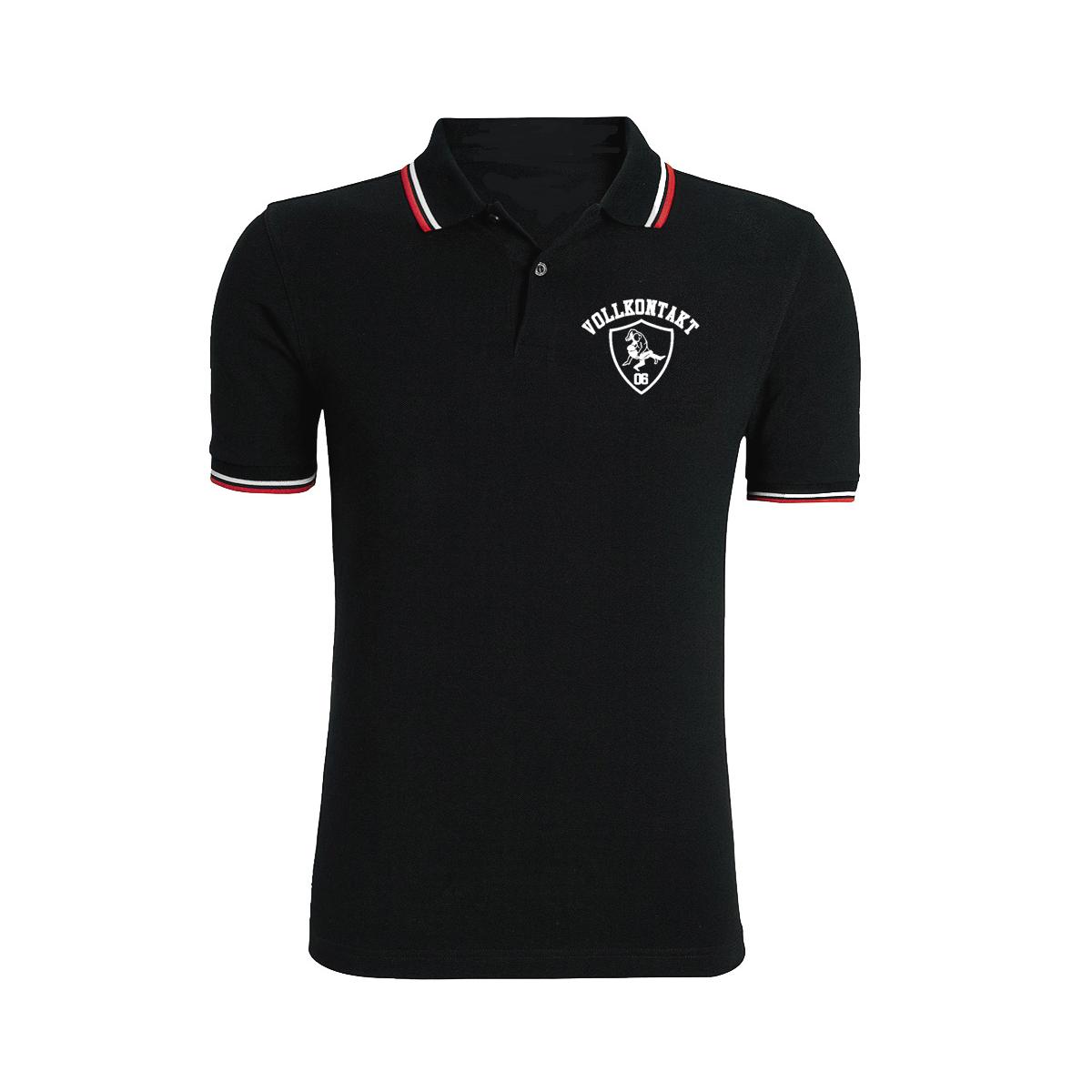 Vollkontakt - Männer Polo Shirt - Kampfsport - schwarz-weiss-rot