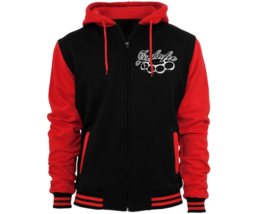 Zahnfee - Edition 10 - Männer Hooded College Jacke - schwarz-rot