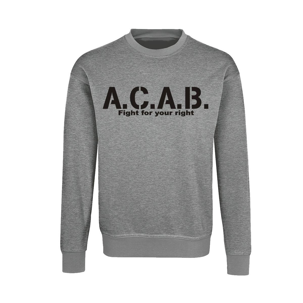 ACAB - Fight for your right - Männer Pullover - grau-meliert