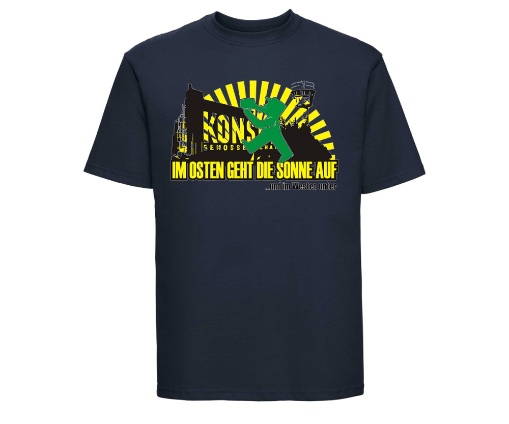 Im Osten geht die Sonne auf Männer TShirt navy derversand.de UNgezogen ANgezogen