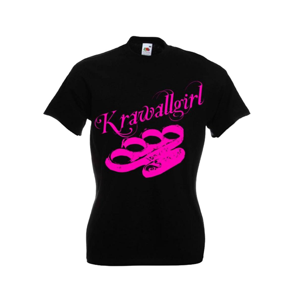 Krawallgirl - Schlagring - Frauen T-Shirt - schwarz-pink