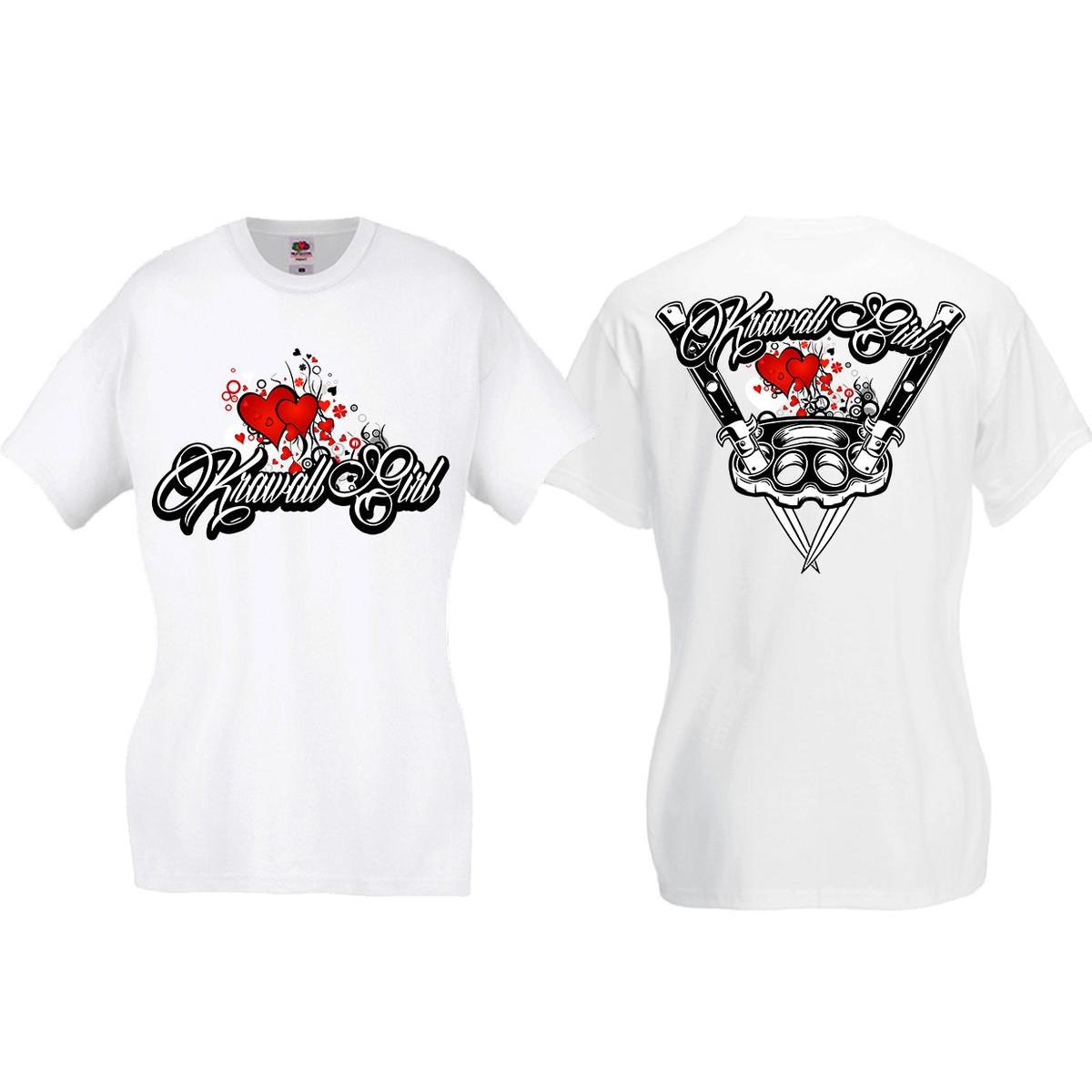 Krawallgirl - Schlagring Herz - Frauen T-Shirt - weiß