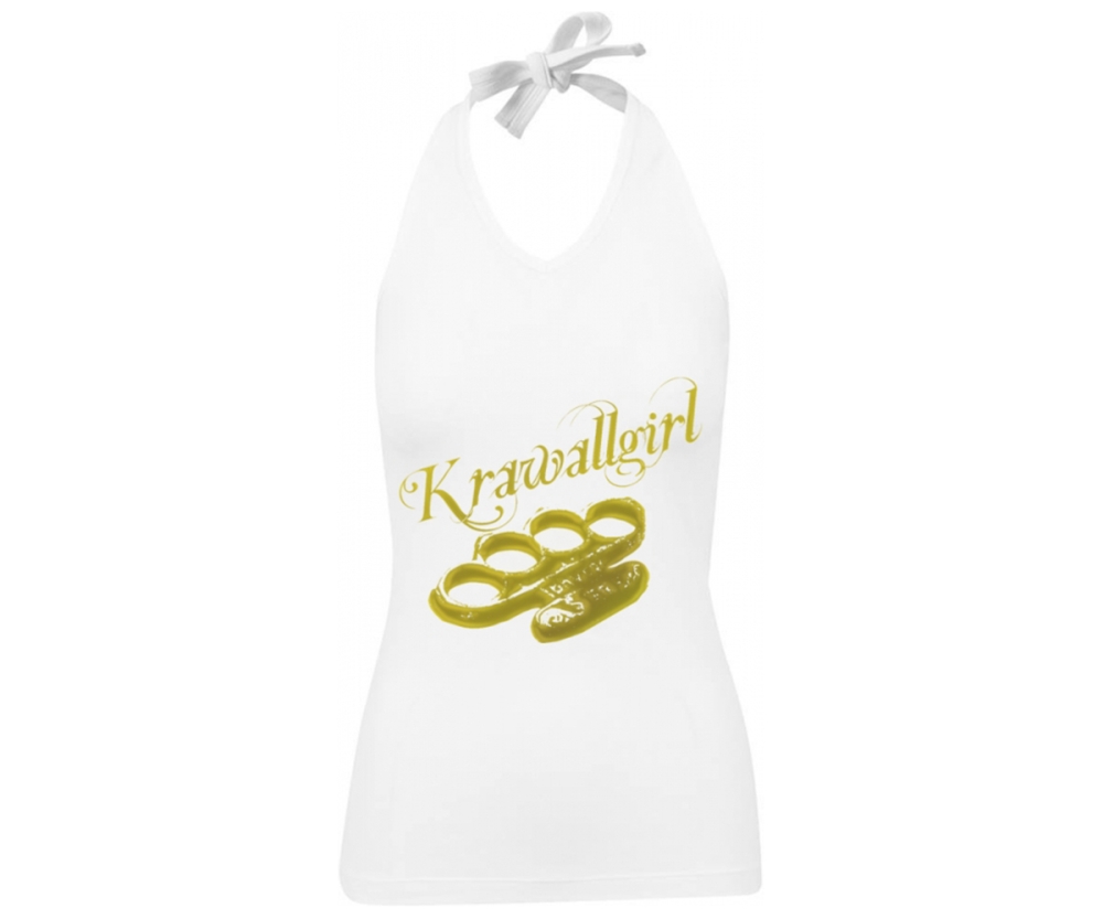 Krawallgirl - Schlagring - Frauen Neckholder - weiß-gold