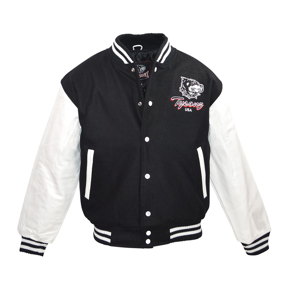 Baseball Jacke echt Leder TY Schriftzug Logo schwarz - weiß