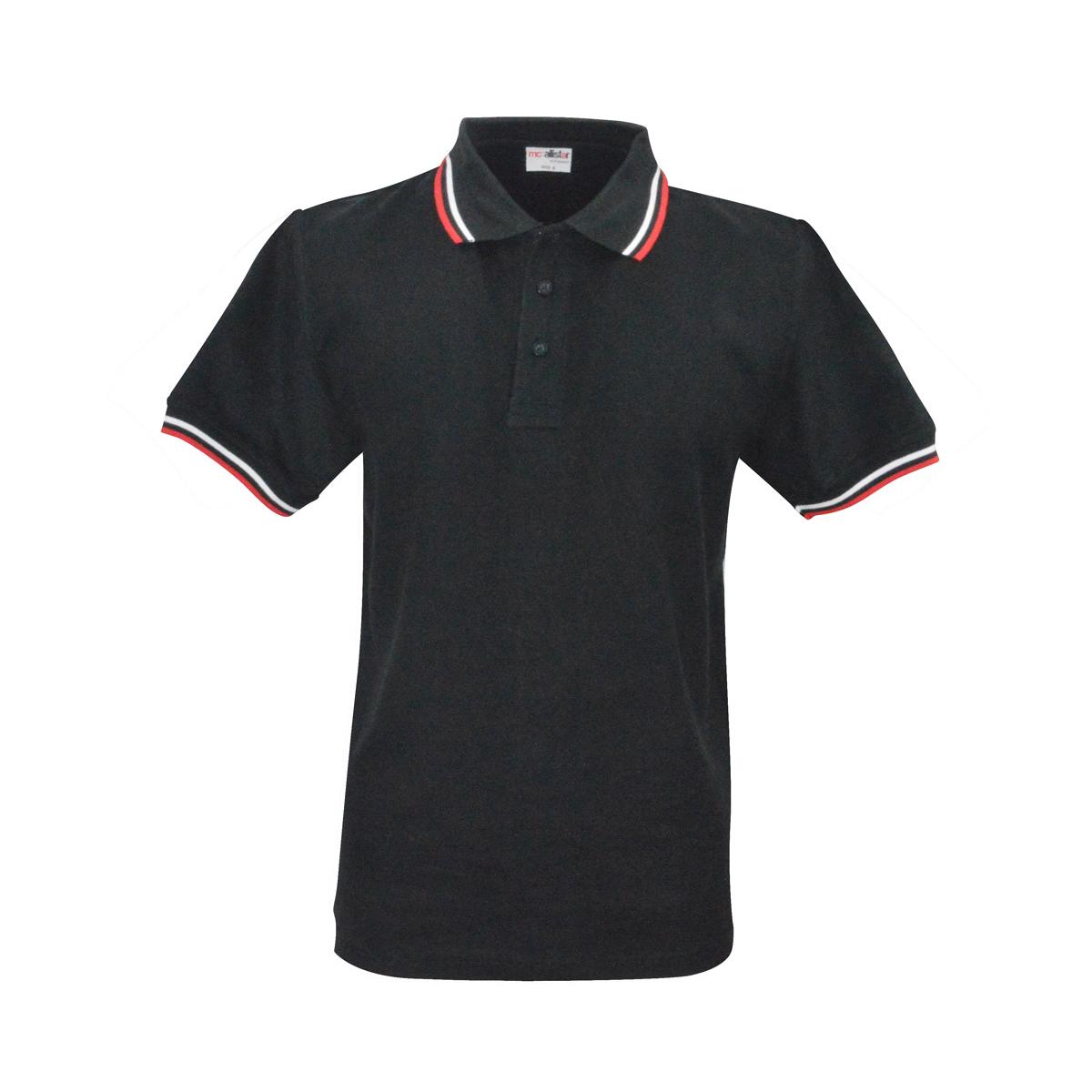 Active Wear - Männer Polo-Shirt - schwarz - rot - weiß