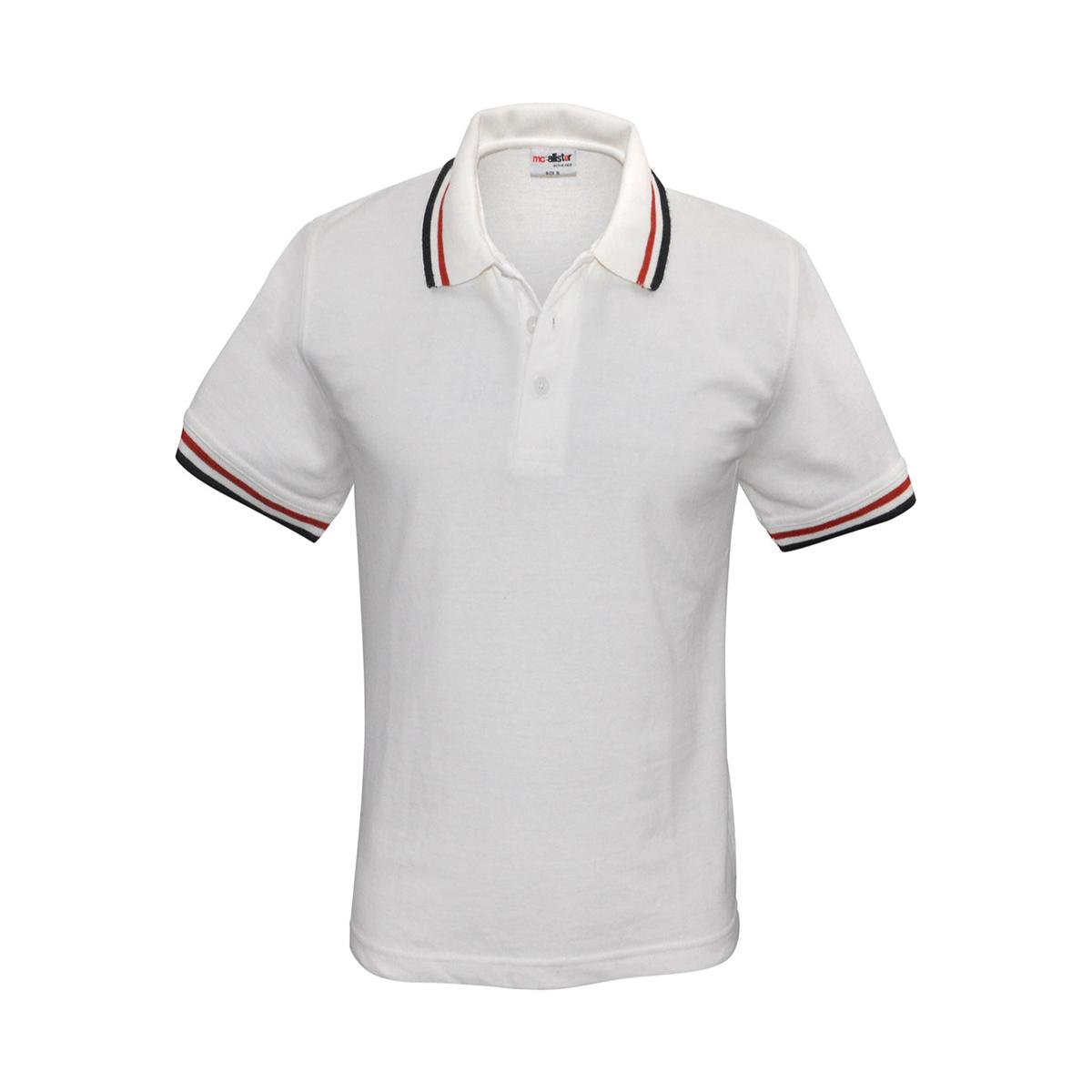 Active Wear - Männer Polo-Shirt - weiß - rot - schwarz