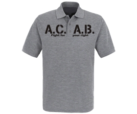 ACAB - Männer Polo Shirt - Fight for your right - grau