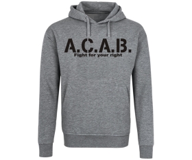 ACAB - Fight for your Right - Männer Kapuzenpullover - grau-meliert