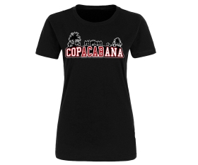 Copacabana - Druck rot-weiß - Frauen Shirt - schwarz