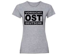 Vorsicht Ostdeutsche - Frauen Shirt - grau-meliert