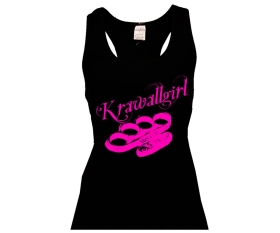 Krawallgirl - Schlagring - Frauen Top - schwarz-pink