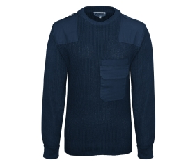 BW Pullover mit Brusttasche Wolle navy